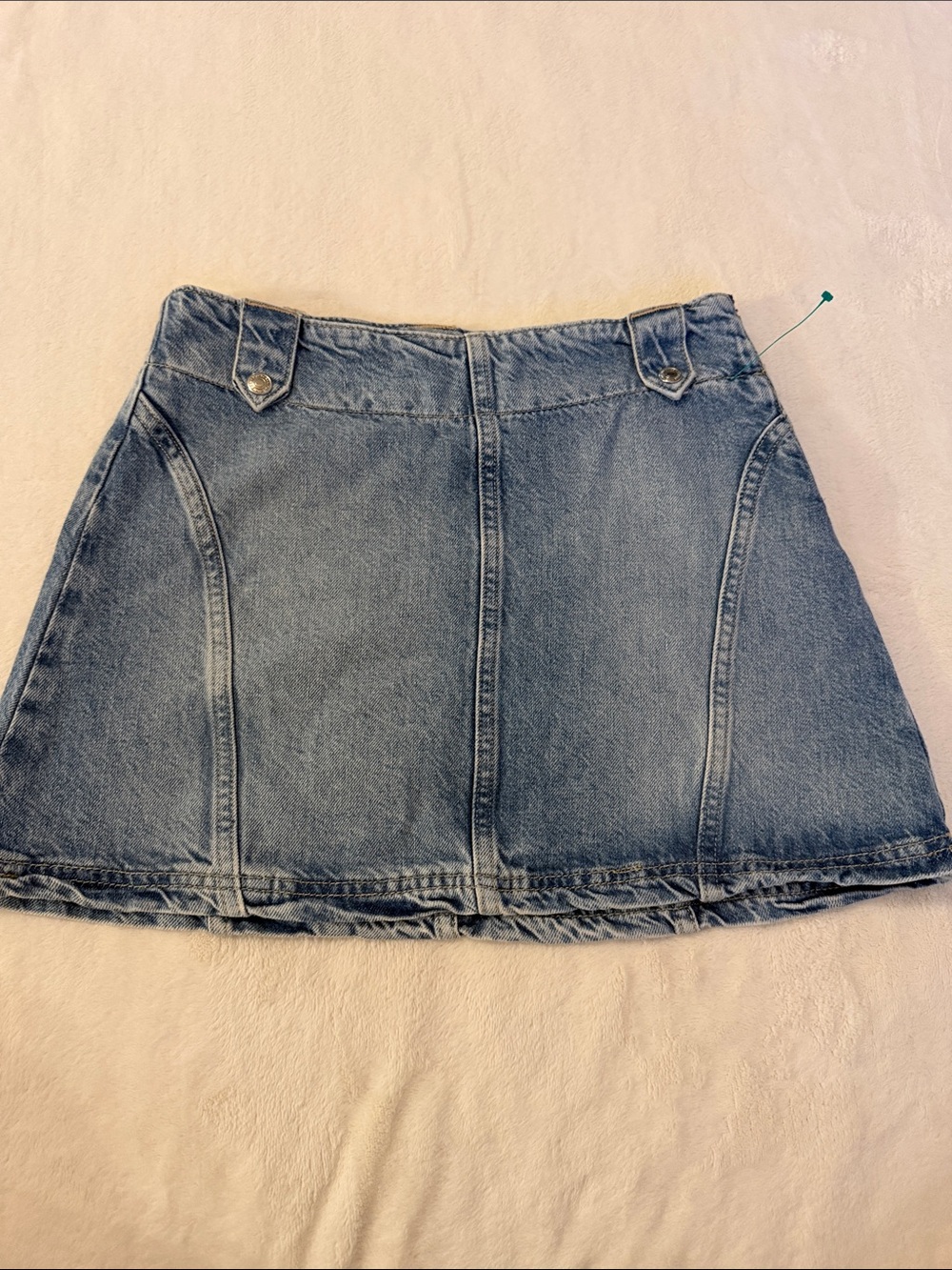 We The Free Light Blue Denim A-Line Mini Skirt